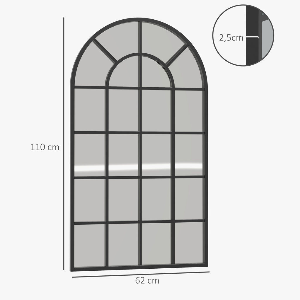 Miroir Fenêtre Arche en Métal Noir